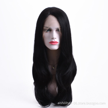 Aishili top quality kinky straight frontal preplucked lace front synthetic wigs for black women